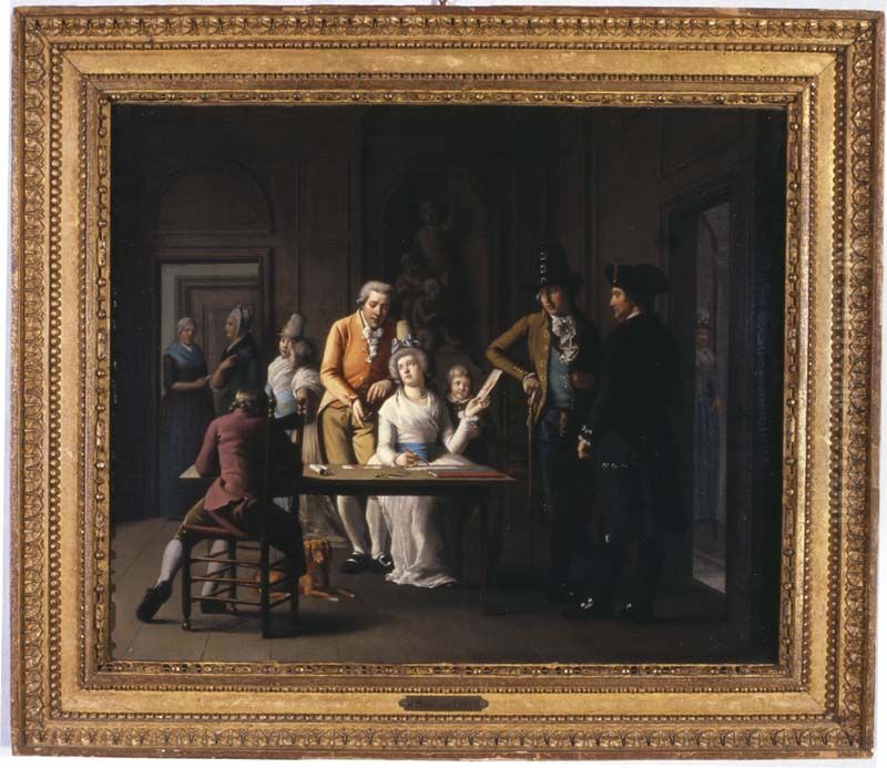 Anna Charlotte Didier de Boncour's drawing lesson Oil Painting by Willem Bartel Van Der Kooi