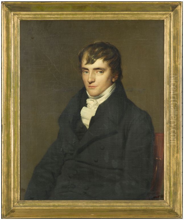 Portrait of Willem Hendrik Suringar (1790-1872), koopman, stichter van het Ned. Genootschap tot zedelijke verbetering van gevangenen Oil Painting by Willem Bartel Van Der Kooi