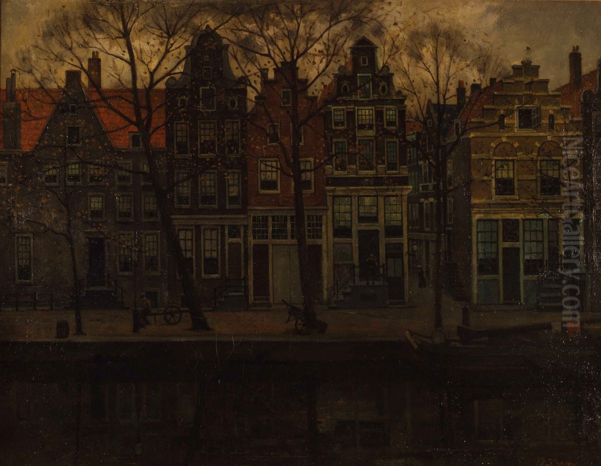 Oude gracht in Amsterdam Oil Painting by Eduard Karsen