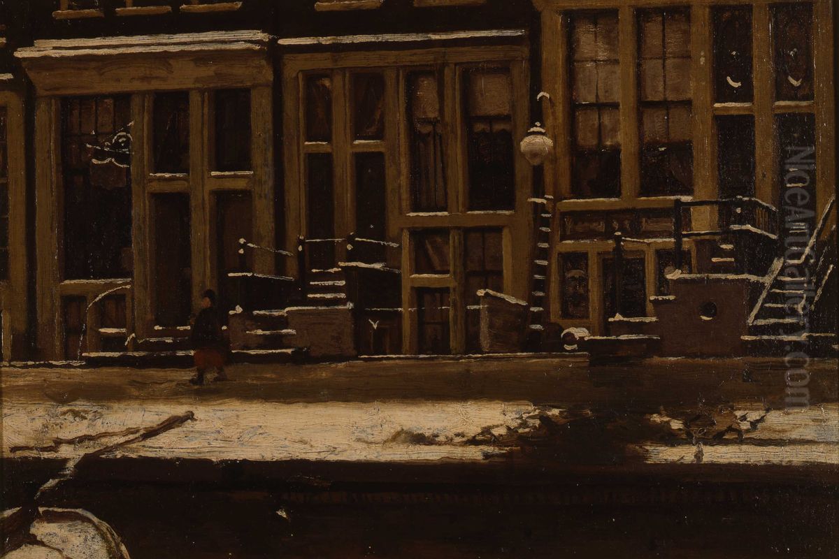 Gevels aan de oude Waal Oil Painting by Willem Witsen