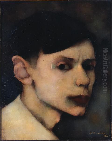 Zelfportret van Jan Mankes Oil Painting by Jan Mankes