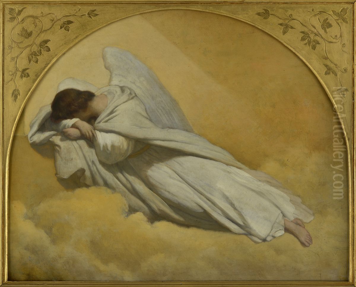 Figuur van een treurende engel Oil Painting by Ary Scheffer