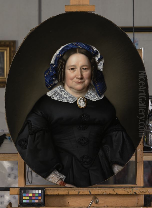 Portret van Johanna Esau-Huber Oil Painting by Johan Joeke Gabriel van Wicheren
