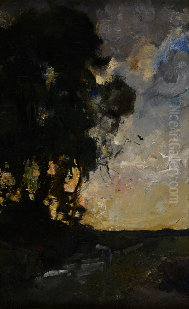 Landschap met bomen Oil Painting by George Hendrik Breitner