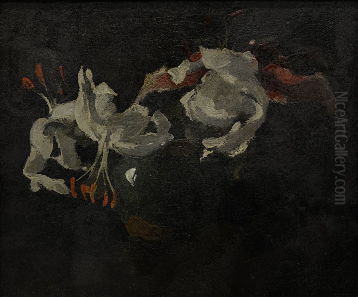 Lelies in groene pot Oil Painting by Willem Witsen