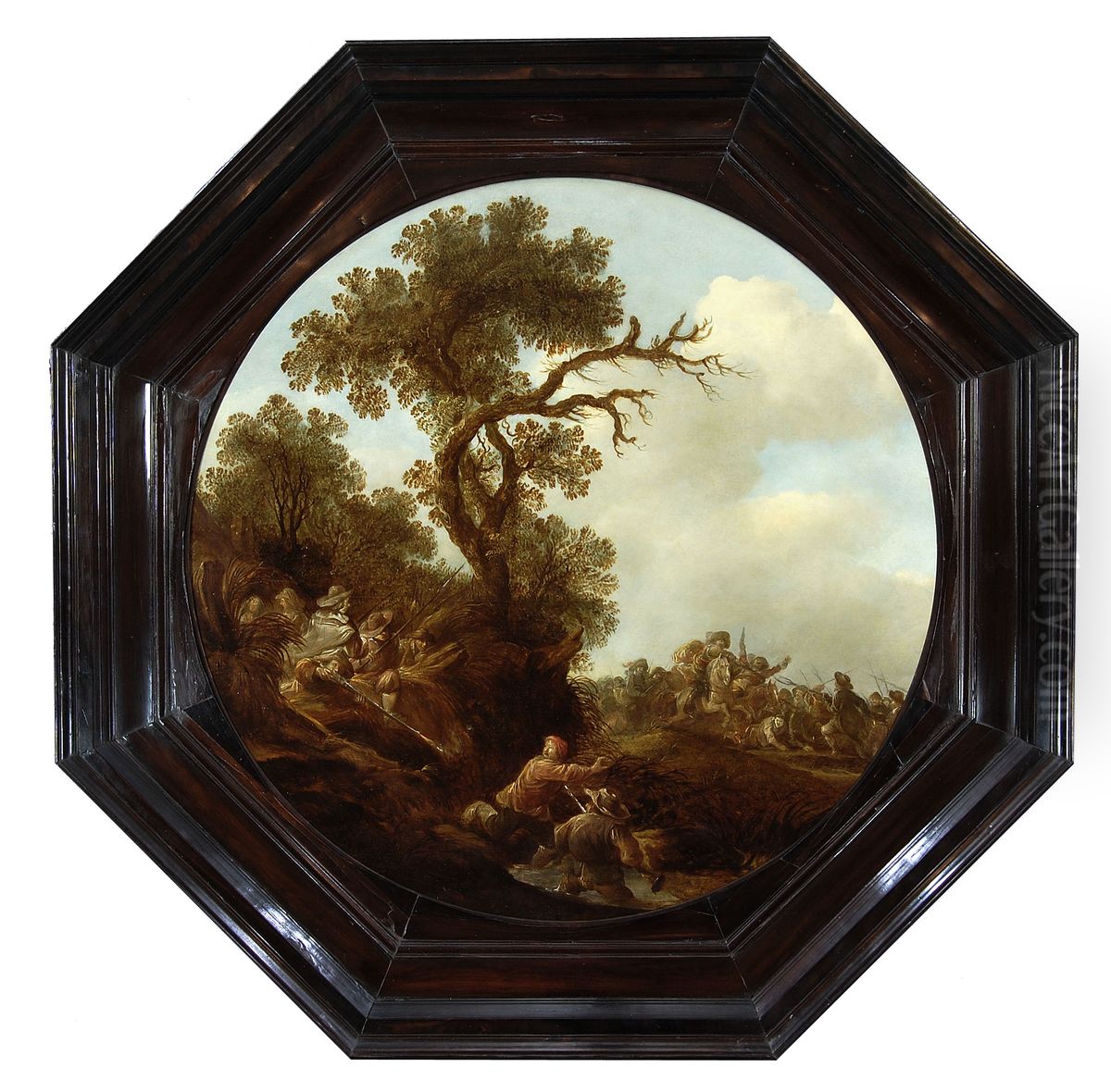 Tondo met vechtende figuren onder een boom Oil Painting by Benjamin Gerritsz Cuyp