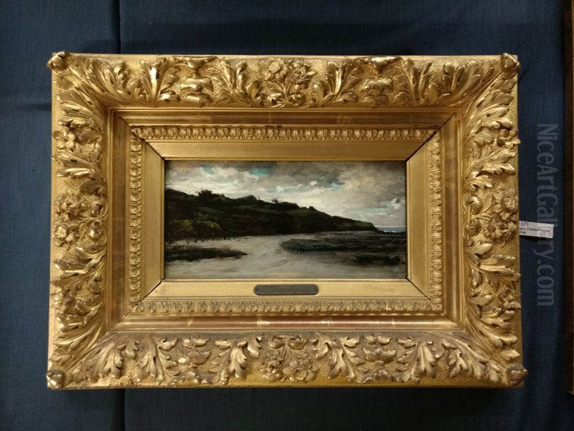 Somber rotskust-landschap in Bretagne Oil Painting by Charles-Francois Daubigny