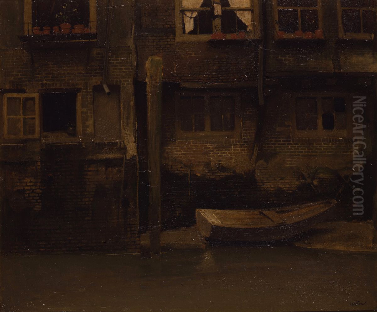 Huizen aan de Voorstraatshaven te Dordrecht Oil Painting by Willem Witsen