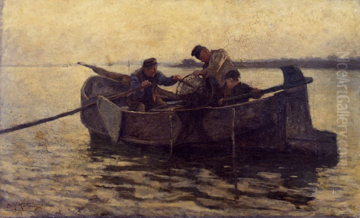 Vissers op het Hollands diep Oil Painting by Bernard Koldeweij