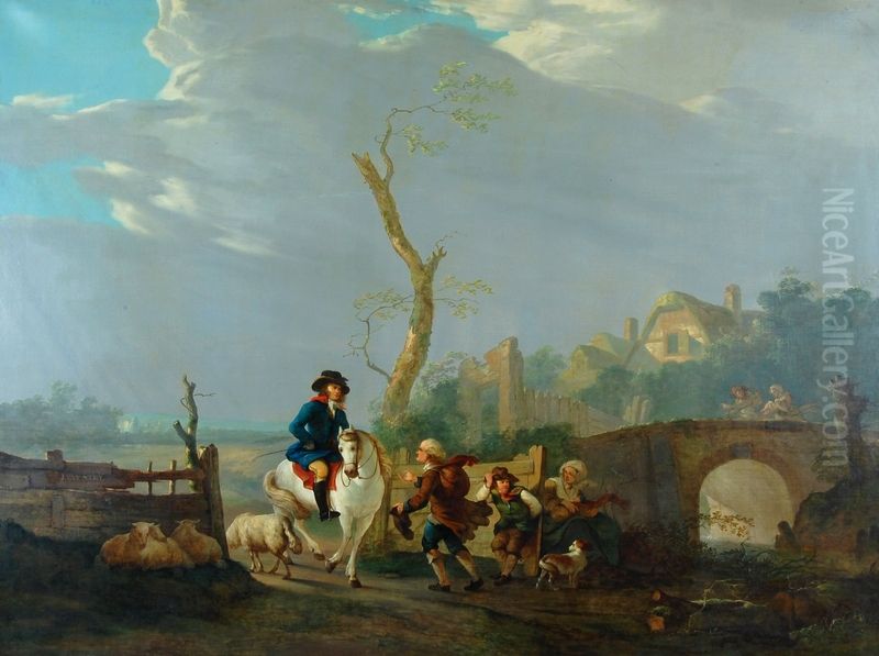 Landschap met figuren Oil Painting by Jacob van Strij