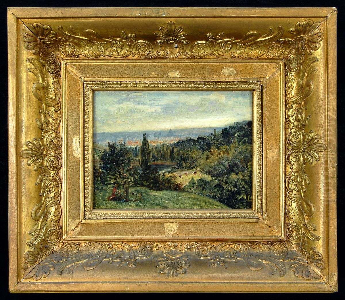 Landscape in the surroundings of Paris Oil Painting by Ary Scheffer