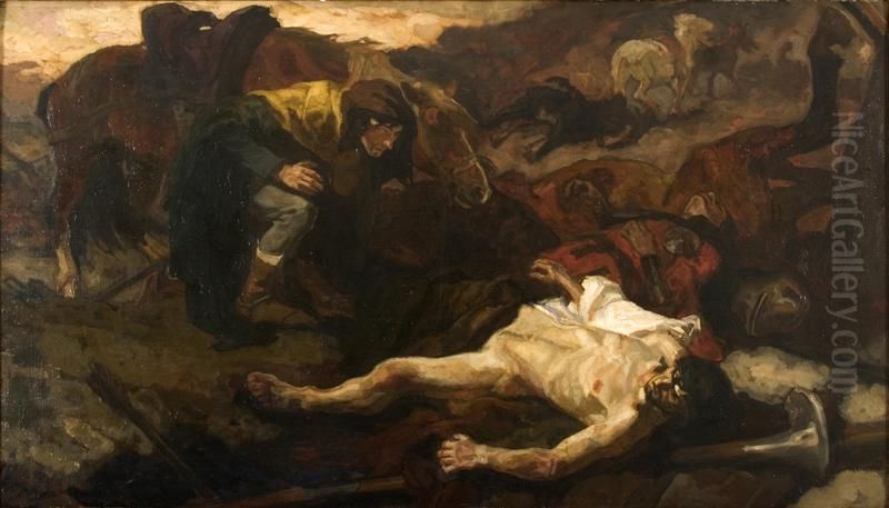 Het lijk Richard III gevonden door zijn heraut Oil Painting by Johannes Hendricus Jurres