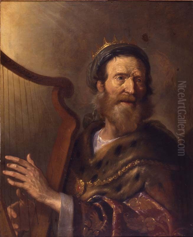 King David singing psalms Oil Painting by Lambert Jacobsz