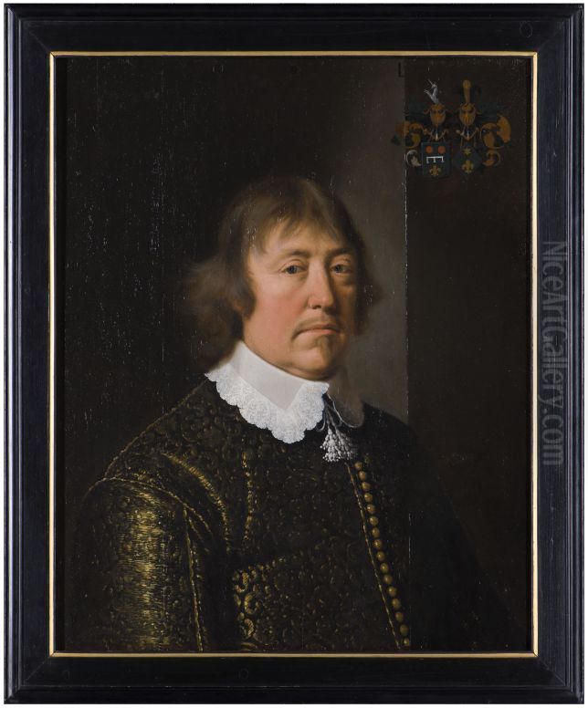 Portret van Johan Roorda, rekenmeester van Friesland Oil Painting by Wybrand de Geest