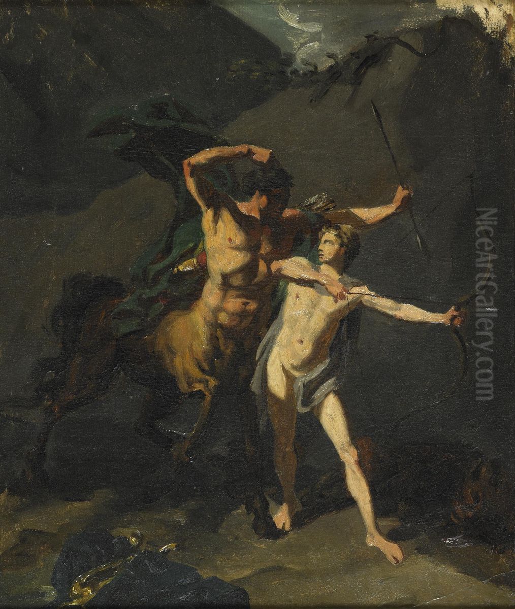 L'Education d'Achille par le centaure Chiron Oil Painting by Jean-Baptiste Regnault