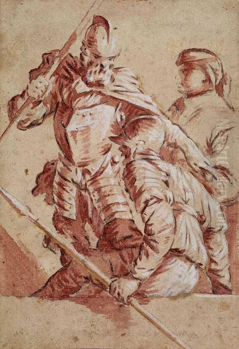 Drei Soldaten Inrustung Oil Painting by Sigismondo Caula