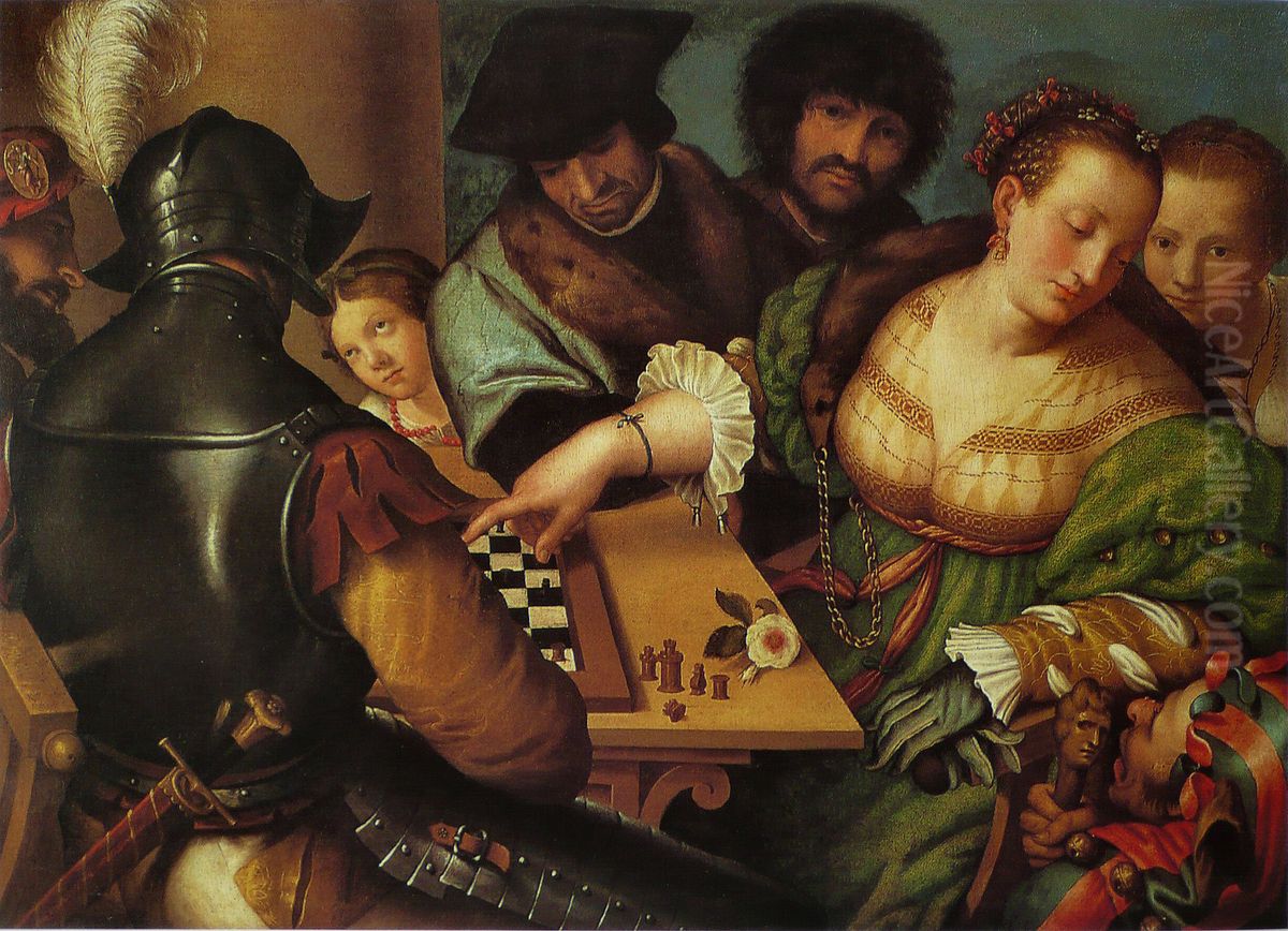 Game of Chess Oil Painting by Giulio Campi