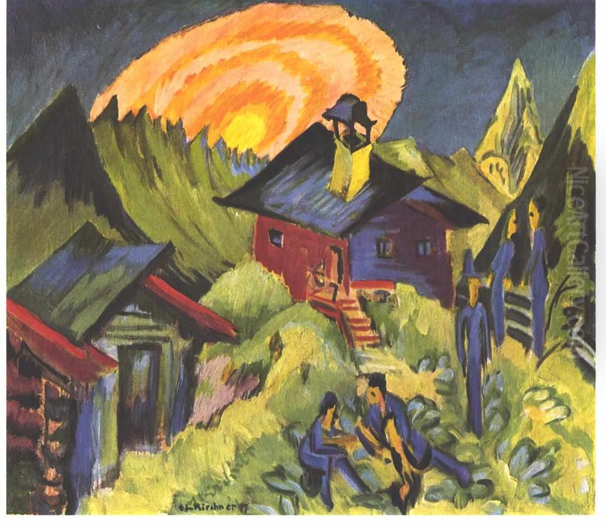 Mondaufgang auf der Staffelalp Oil Painting by Ernst Ludwig Kirchner