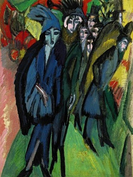 Street Scene Oil Painting by Ernst Ludwig Kirchner