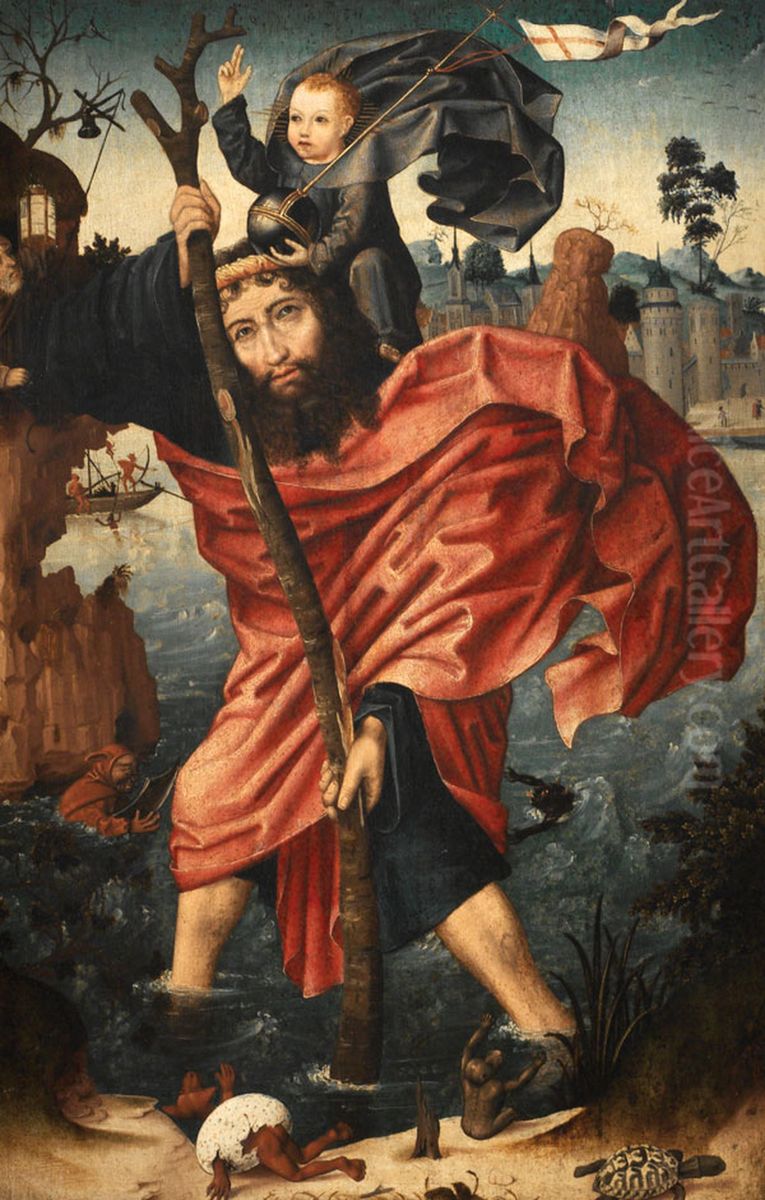Saint Christopher Oil Painting by Master of Frankfurtor workshop