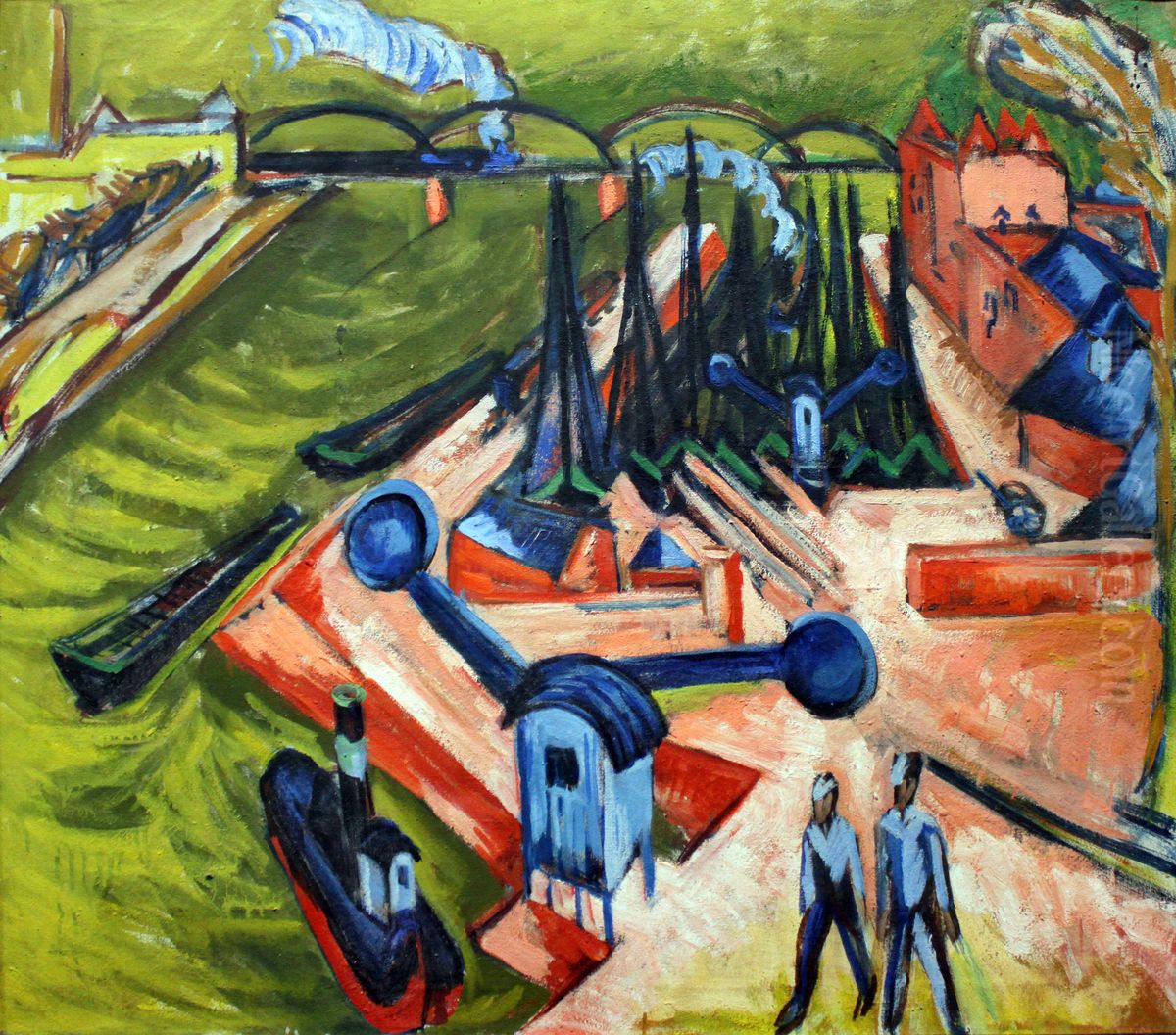 Western Harbour in Frankfurt am Main Oil Painting by Ernst Ludwig Kirchner