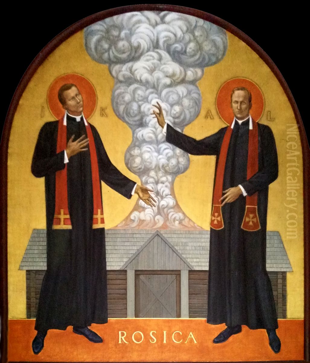 Ikona blaslavenyh Antonia Lascevica i Urya Kasyry. Oil Painting by unknown