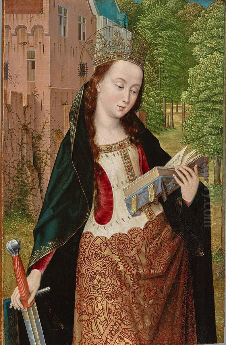 Saint Catherine of Alexandria Oil Painting by Master of the Embroidered Foliage