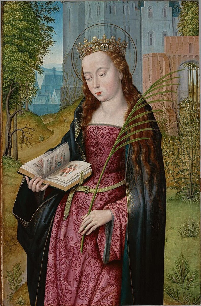 St. Barbara Oil Painting by Master of the Embroidered Foliage