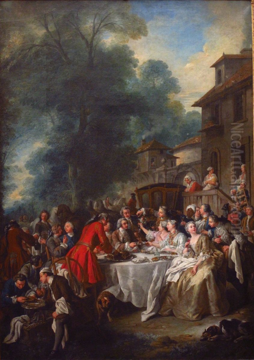 A Hunting Meal Oil Painting by Jean-Francois de Troy