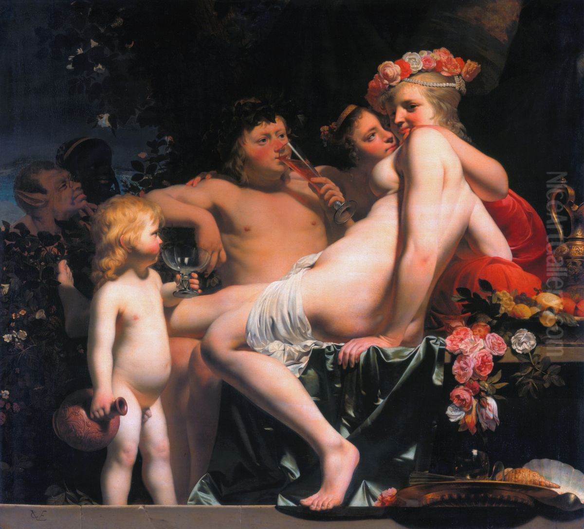 Bacchus and Ariadne Oil Painting by Caesar Van Everdingen