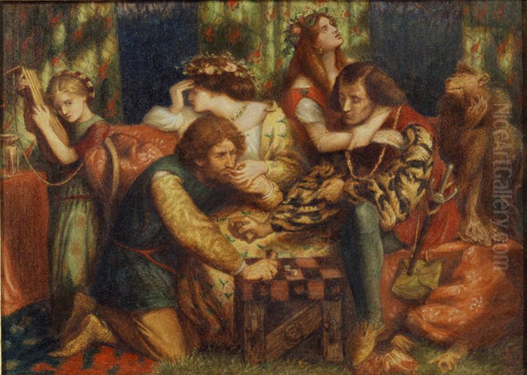Hesterna Rosa Oil Painting by Dante Gabriel Rossetti