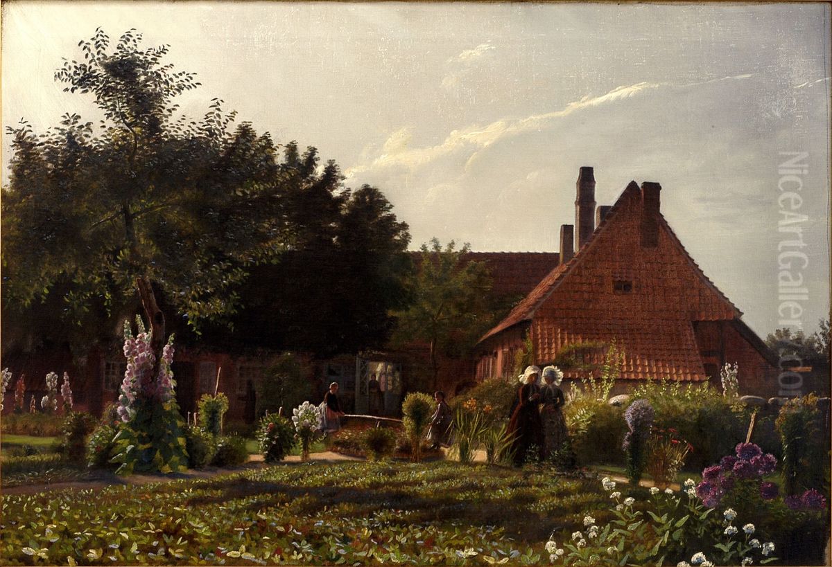 Grootmoeders tuin Oil Painting by Kristian Zahrtmann