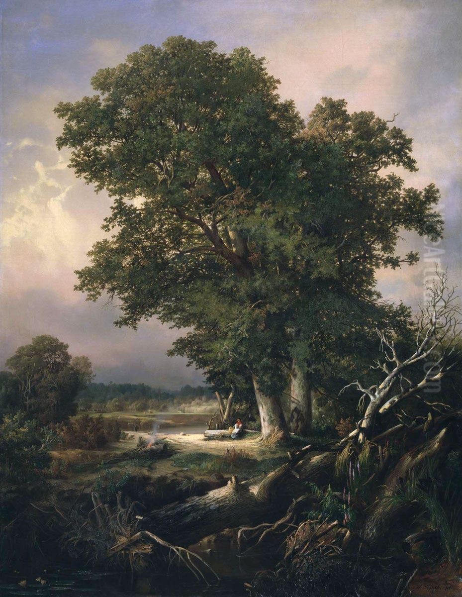 On the banks of the Berezina River Oil Painting by Ippolit Goravsky