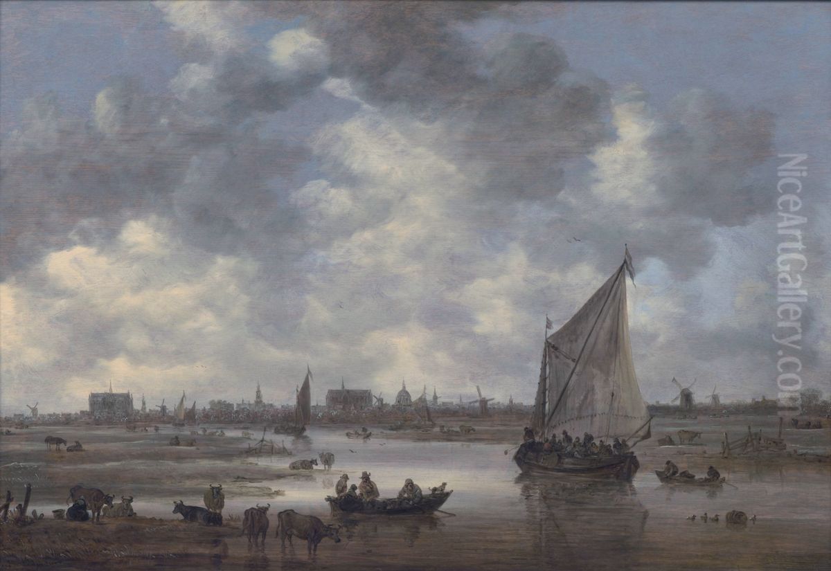 Gezicht op Leiden Oil Painting by Jan van Goyen