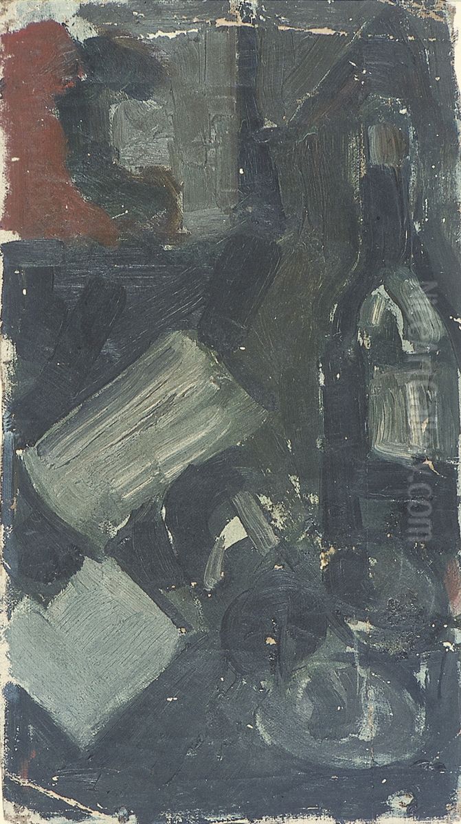 Stilleven met fles Oil Painting by Theo van Doesburg