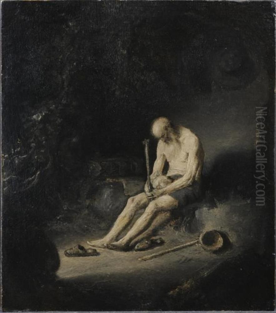 De boetvaardige Hieronymus in de wildernis Oil Painting by Jan Lievens