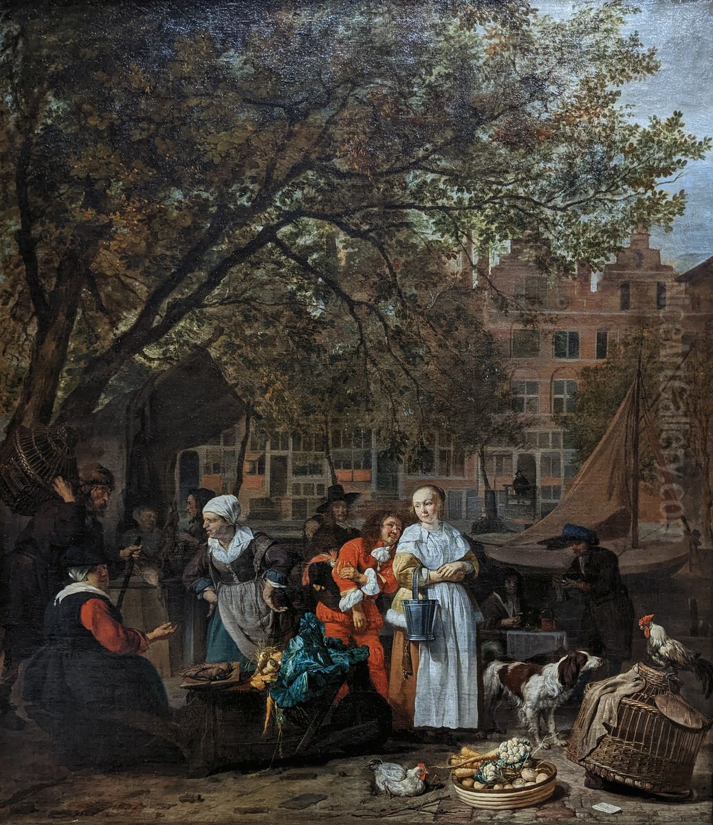 The Vegetable Market in Amsterdam Oil Painting by Gabriel Metsu