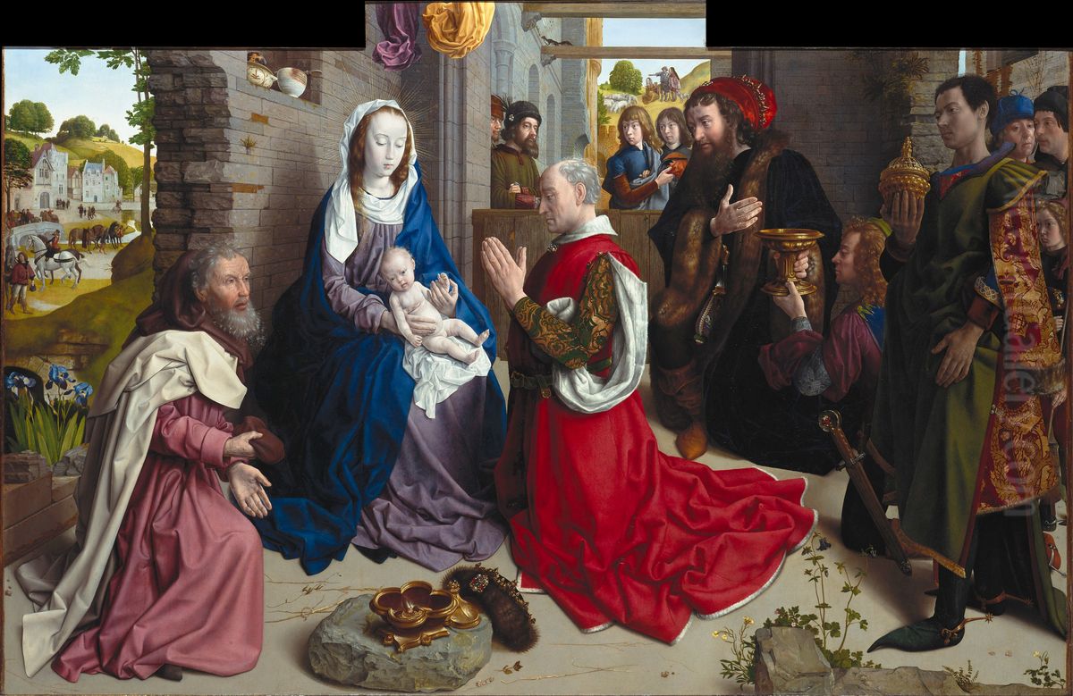 The Adoration of the Kings (Monforte Altar) Oil Painting by Hugo Van Der Goes