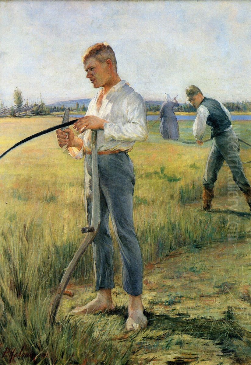 The Mower Men Oil Painting by Pekka Halonen