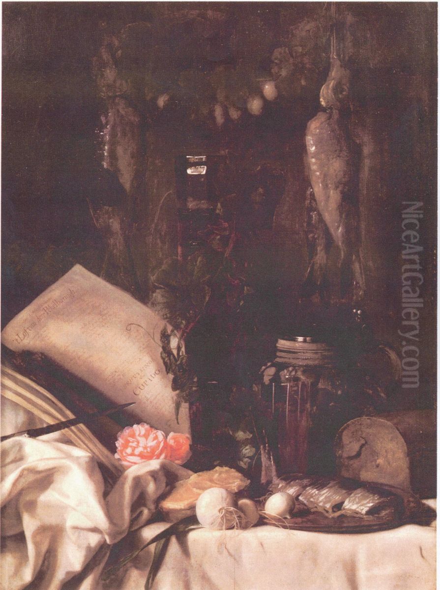 In Praise of Herring Oil Painting by Joseph de Bray