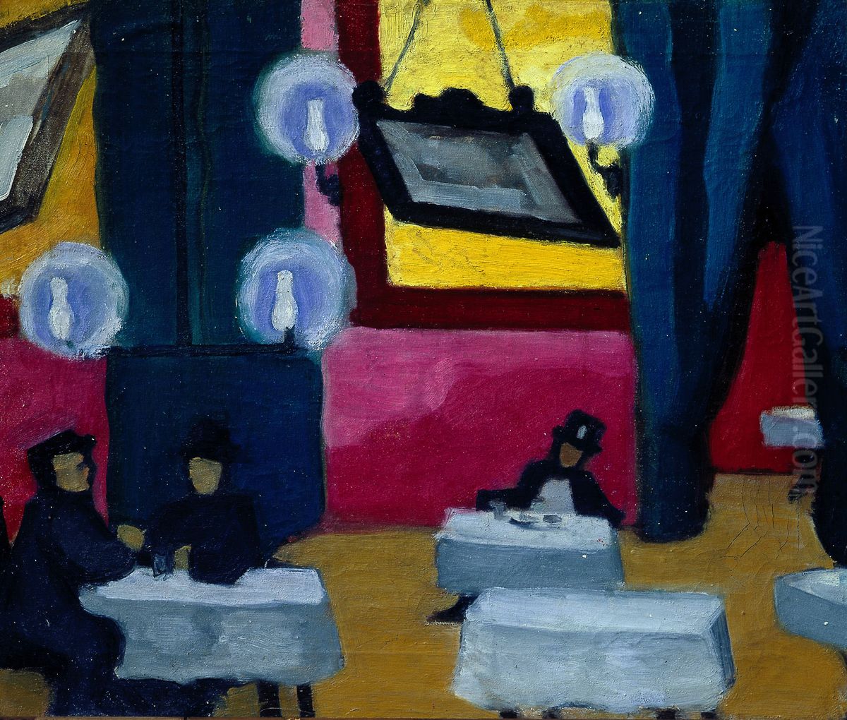 Restaurant (Cafe) Oil Painting by Olga Rozanova