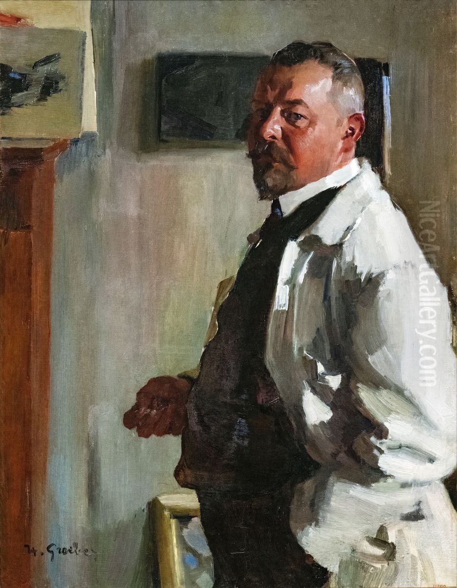 Portrait du sculpteur Beer Oil Painting by Hermann Groeber