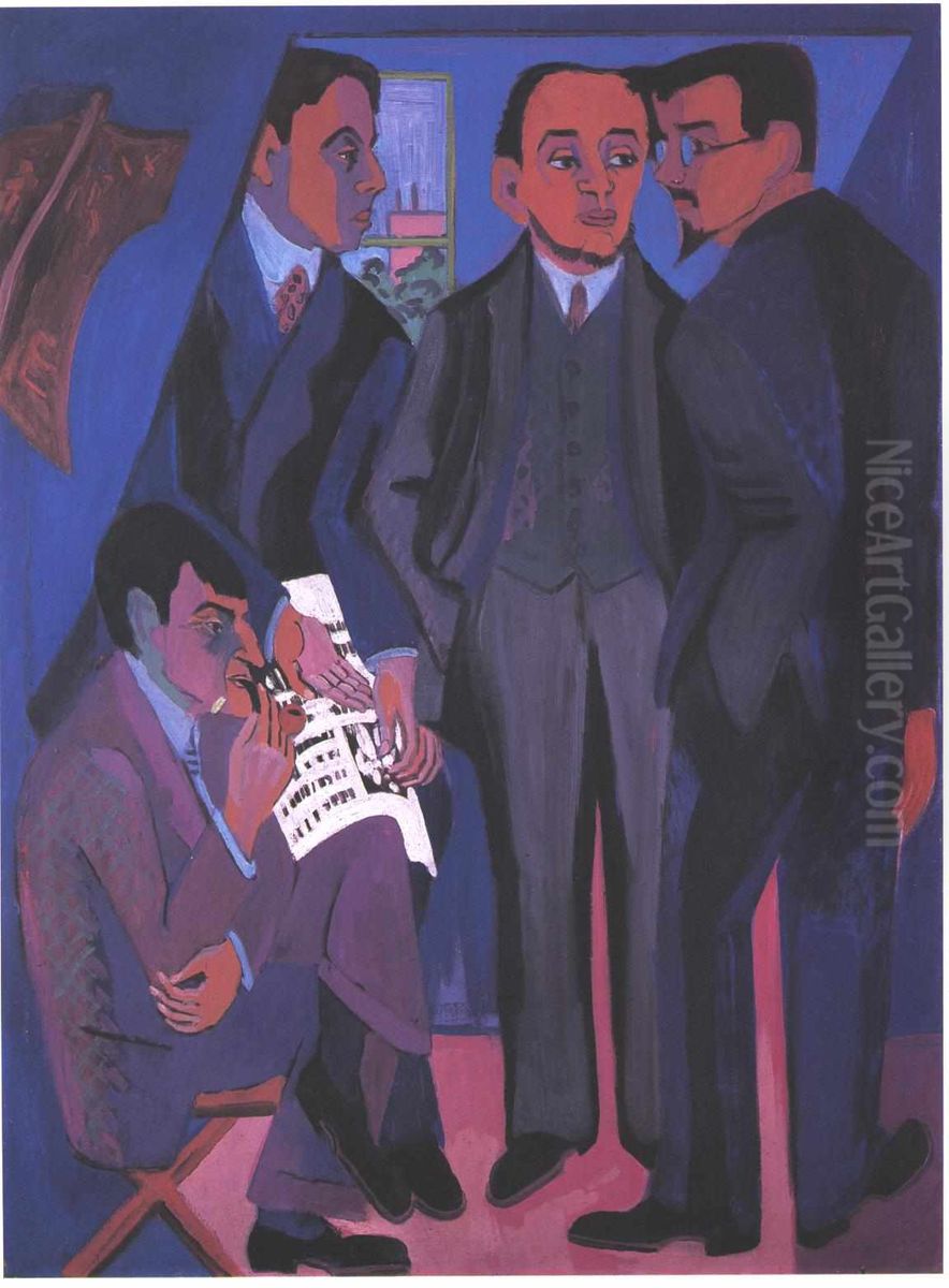 Eine Kunstlergruppe Oil Painting by Ernst Ludwig Kirchner