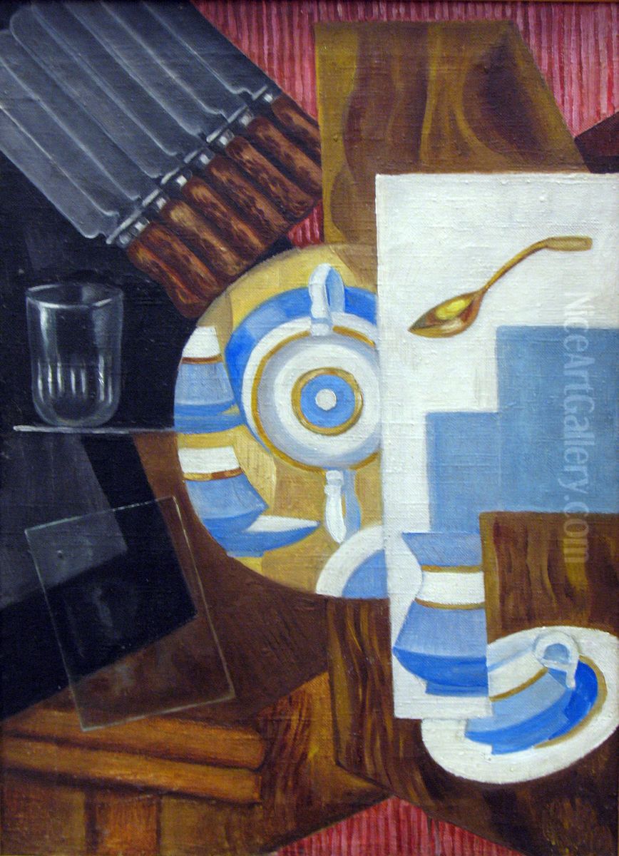 <<Skaf s posudoj>> Oil Painting by Olga Rozanova