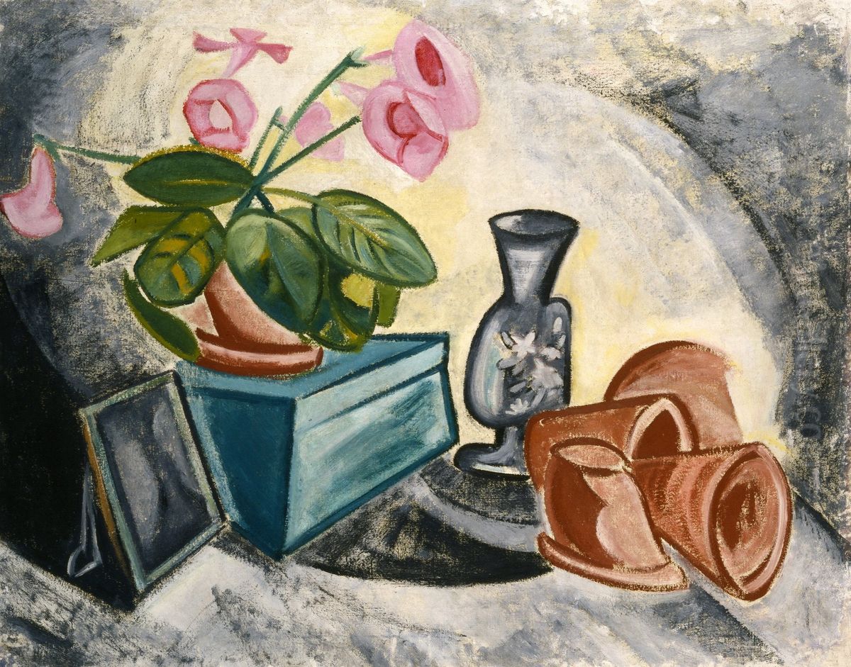 Still life. Gloxinias Oil Painting by Olga Rozanova