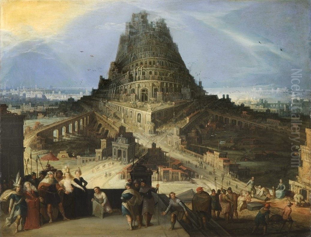 Tower of BabelNederlands:Toren van Babel Oil Painting by Hendrick van Cleve III