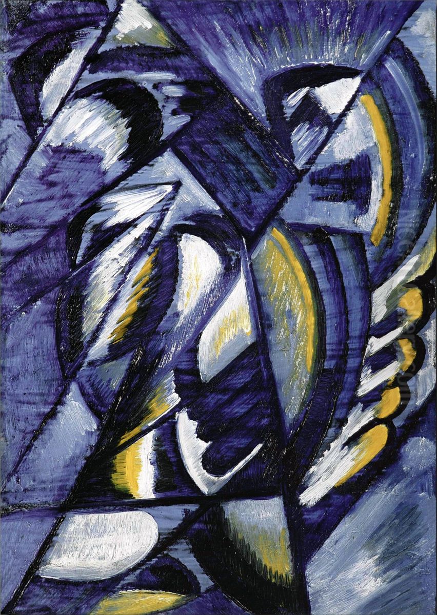 Blue on Tin Oil Painting by Olga Rozanova