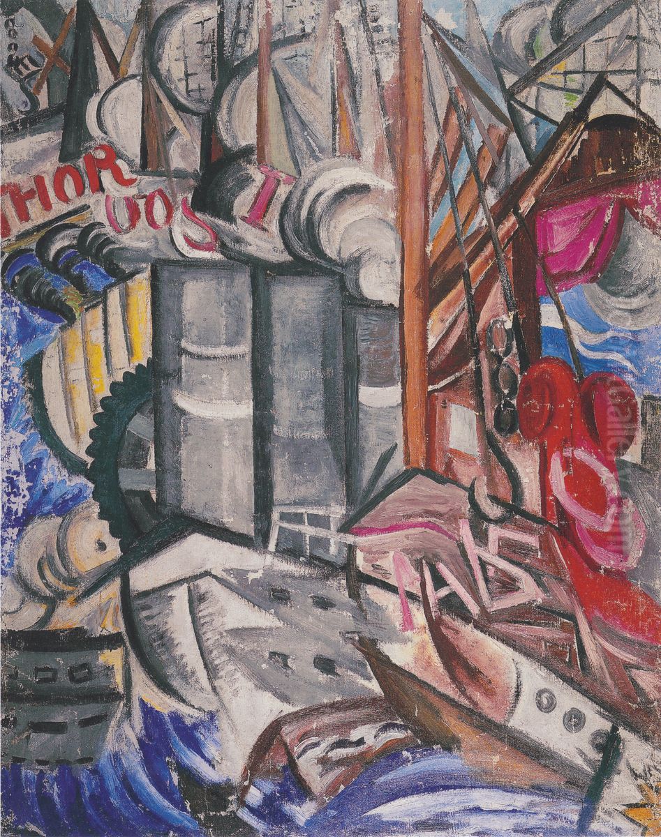 Port Oil Painting by Olga Rozanova