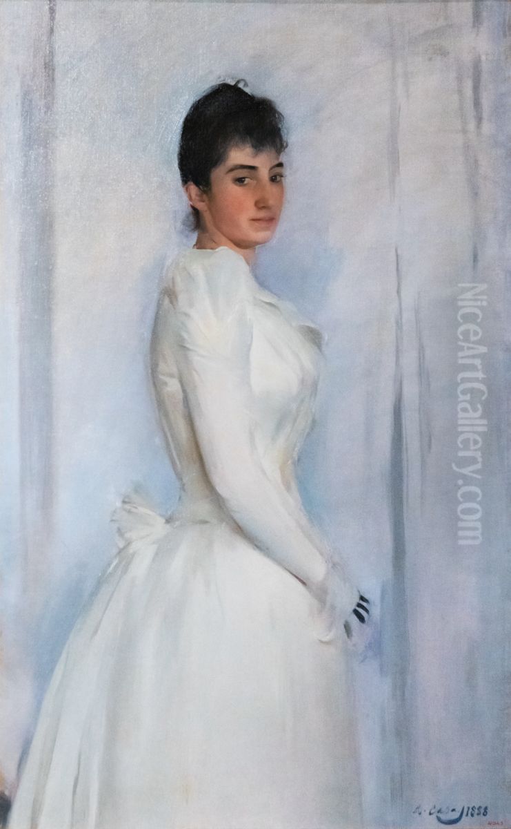 Retrat de Montserrat CarboEnglish:Portrait of Montserrat CarboFrancais:Portrait de Montserrat CarboItaliano:Ritroto di Montserrat Carbo Oil Painting by Ramon Casas