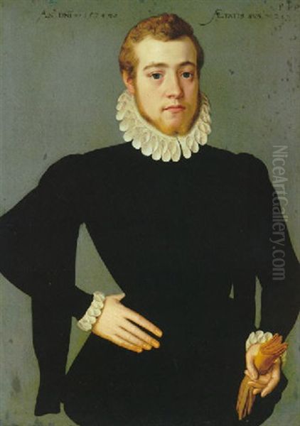 Portrait of a 25-year-old Man Oil Painting by Pieter Pourbus